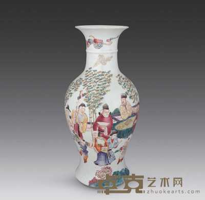 民国 粉彩人物瓶 高44cm